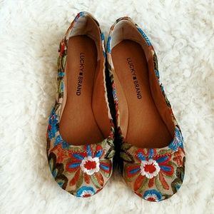 Lucky Brand Emmie Embroidered Ballet Flats sz 7.5